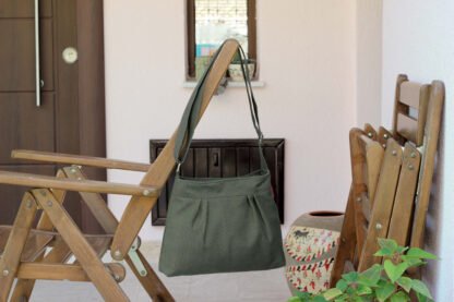 Dark Military Green Small Simple Pleat Bag Purse Zip Closure Pleated Organic Cotton Canvas Everyday Bag