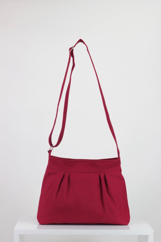 maroon small pleated purse bag