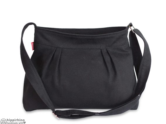 Black Small Pleated Canvas Purse Bag