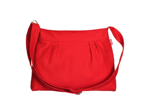 Red Small Pleated Canvas Purse Bag