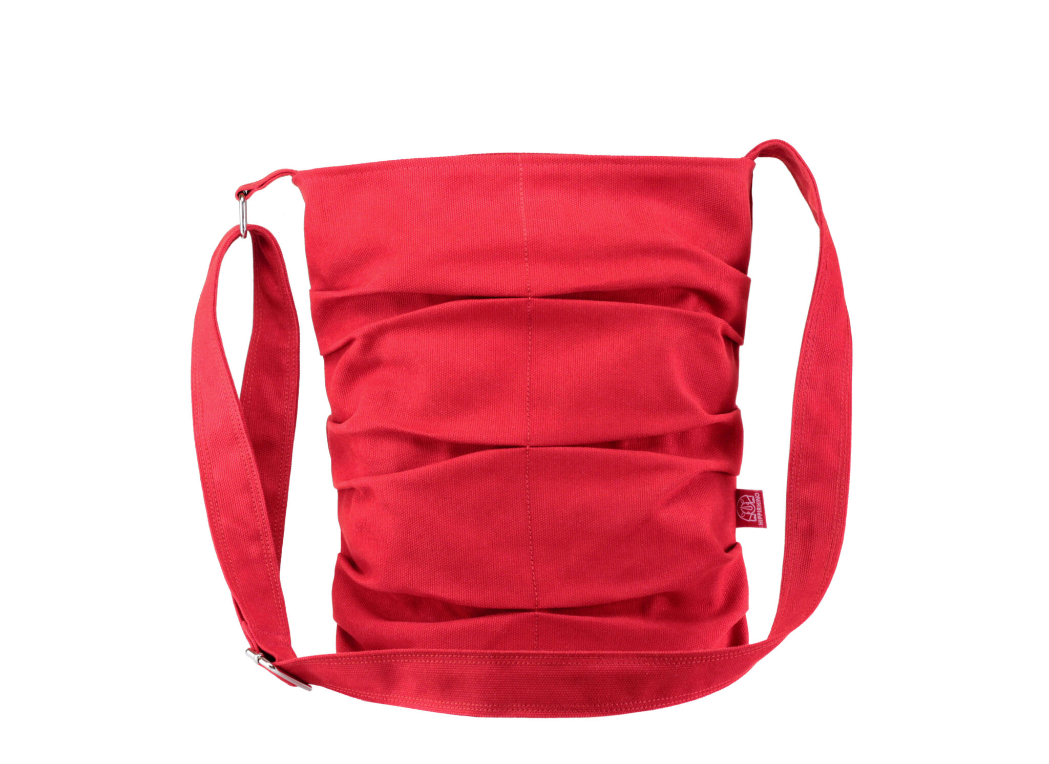 Purple Red Small Canvas Tote Bag Pleated Washable Zipper Closure