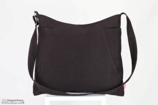 Dark Brown Hobo Bag Side Pockets Large Medium Canvas Shoulder Crossbody Bag Women Daily Use Casual Handmade Vegan