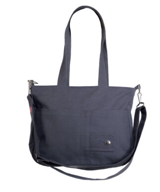 Dark Gray Cotton Handmade Bag Handle Bag Daily Use Washable Adjustable Strap Crossbody Purse