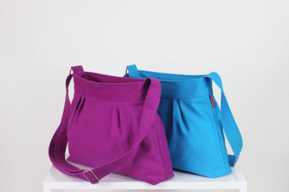 azure blue, purple red small bag