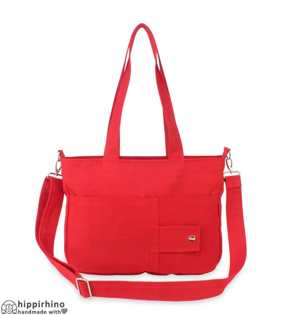 Red Canvas Shoulder Crossbody Purse Bag