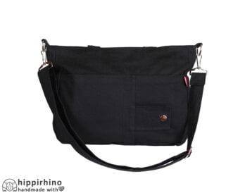Medium Size Black Canvas Shoulder Bag