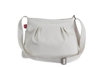 Cream White Cotton Canvas Pleated Purse bag