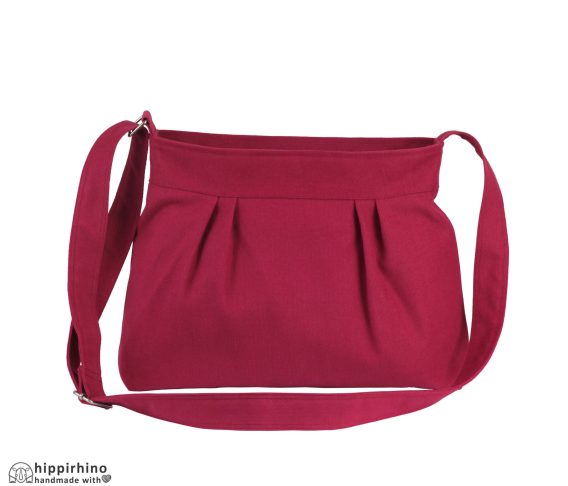 Maroon Small Pleated Canvas bag