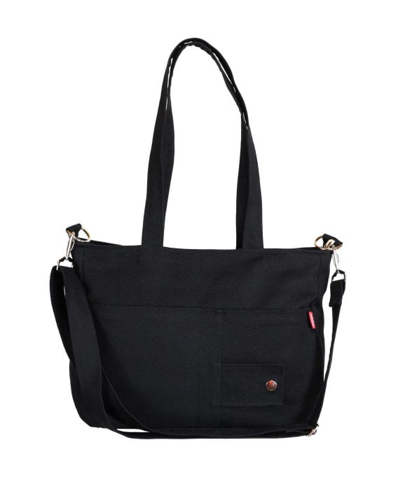 Medium Size Black Canvas Shoulder Bag