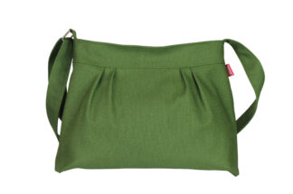 Small Green Canvas Pleated Crossbody Purse Bag