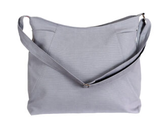 Light Gray Soft Hobo Canvas Bag Large Medium Size Side Pockets Crossbody Bag