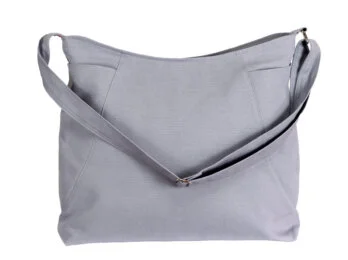 Pale gray textile satchel soft slouchy style ample capacity internal pockets diagonal shoulder sling large medium canvas hobo bag light grey crossbody purse bolso gris claro hobo grande tela bolsillos sac hobo gris clair toile grande poche bandoulière hellgraue hobo tasche große seitentaschen borsa grigia chiara tela grande tasca laterale lichtgrijze hobo tas حقيبة كتف رمادية فاتحة büyük boy hobo çanta