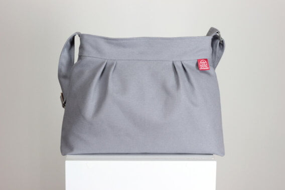 grey canvas purse bag