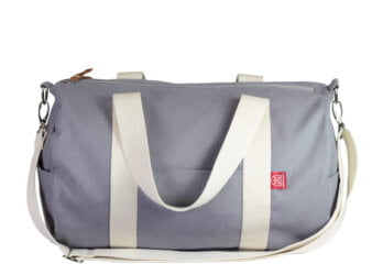 Light Gray Duffle Sports Bag Long Webbing Cotton Strap Washable Gym Yoga Bag Duffel