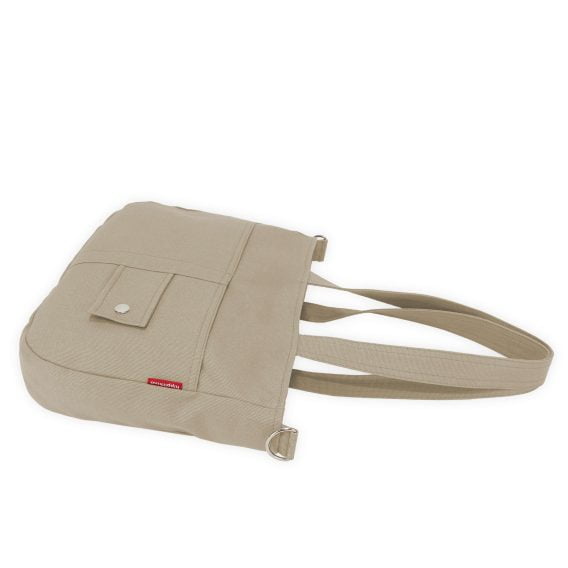 Beige Handmade Canvas Shoulder Bag with Detachable Crossbody Strap