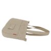 Beige Handmade Canvas Shoulder Bag with Detachable Crossbody Strap