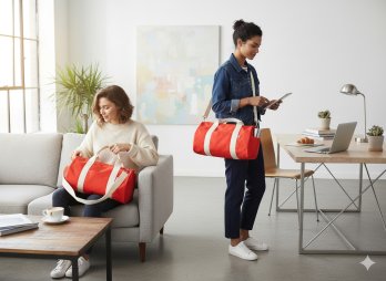 Canvas Duffel Bag Workout Waxed Duffle for Men Women Orange Bag Fully Lined Washable Cotton Webbing Crossbody Strap Gym Bag Yoga Bag Simple