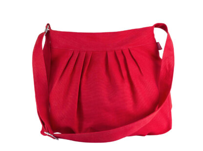 Red Pleated Canvas Crossbody Bag