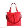 Red Large Shoulder Crossbody Bag Pleated Pockets Zipper Closed Weekender Everyday Work Bag