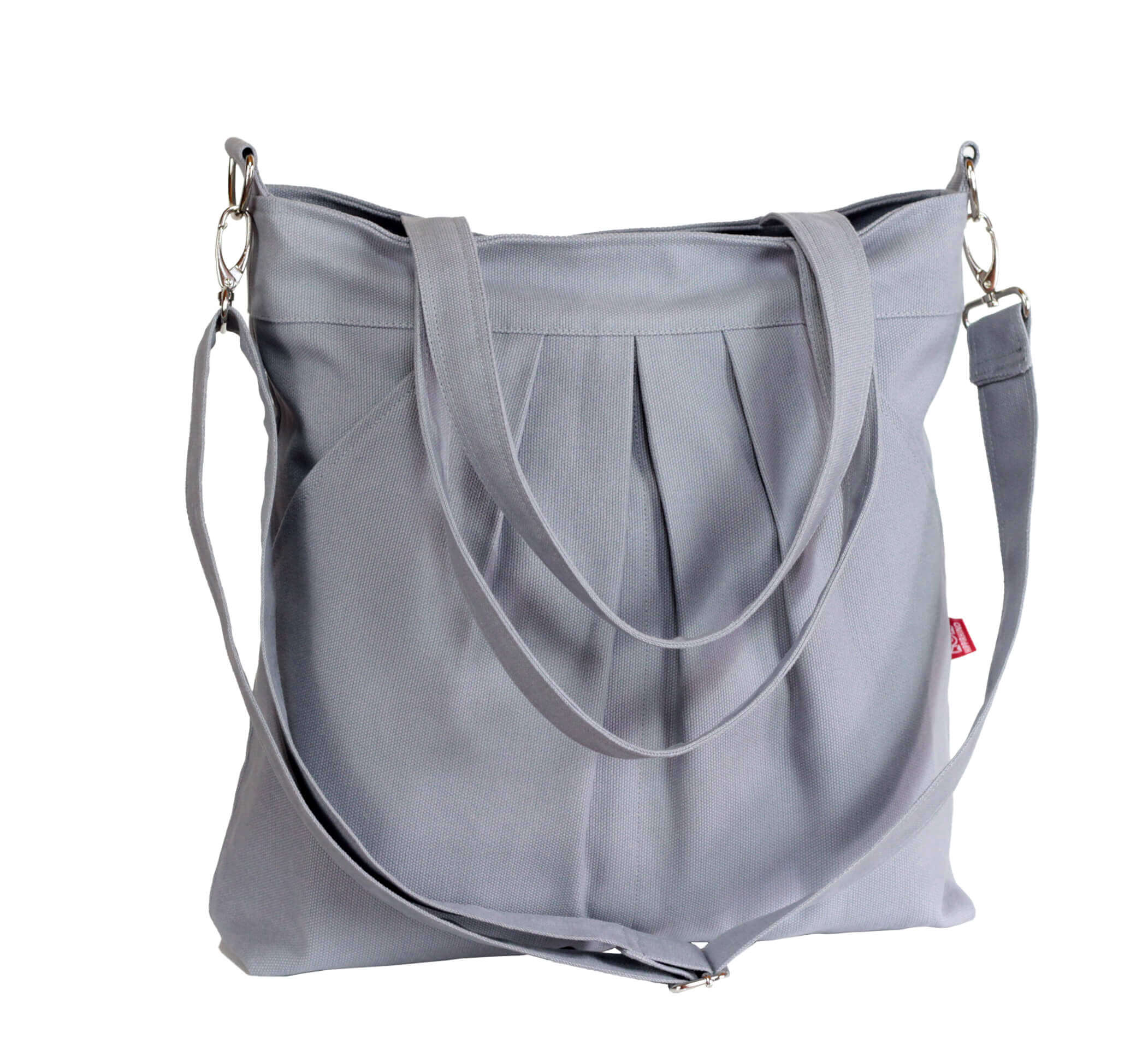 Gray Canvas Shoulder Crossbody Bag, Tote Bag, Washable Pleated, Large Bag,  Bottle Pocket Bag, Top Zippered, Fully Lined, School College Bag -  Hippirhino Purses Totes Custom Personalized Handmade Bags