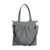 Gray Tote Bag Washable Pleated Large Outer Pocket Top Zipper Closure Crossbody Removable Strap Shopping Market Fully Lined Bag