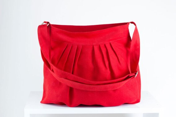 red canvas bag