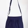 Navy Blue Pleated Canvas Bag Hobo Purse Washable Diaper Handmade Bag Fully Lined Vegan Zippered Bag