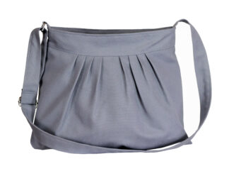 Light Gray Bag Fully Lined Purse Bag Pleated Washable Bag Shoulder Crossbody Handbag Canvas Cotton Zipper Closure
