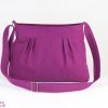 Purple Red Small Sweet Pleated Washable Teen Girl Purse Bag Organic Cotton Canvas Hobo Zipper Closure