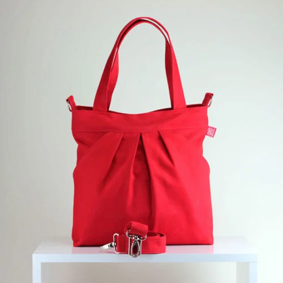 Red Soft Genuine Leather Tote Bag Simply Large Shoulder Shopper Bag |  Baginning