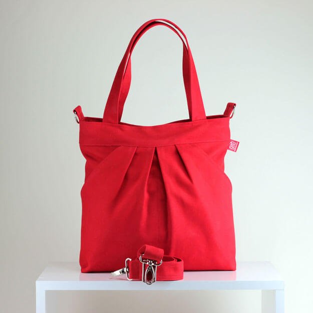 Red Leather bag with detachable crossbody strap