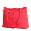 Red Canvas Shoulder Purse Bag Soft Hobo Washable Eco Friendly Casual Handbag