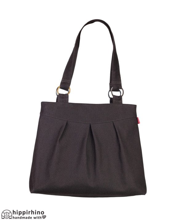 Dark Brown Canvas Shoulder Purse Bag Casual Bag Women Fashion Pleated Travel Shopping Teacher Bag Organic Cotton