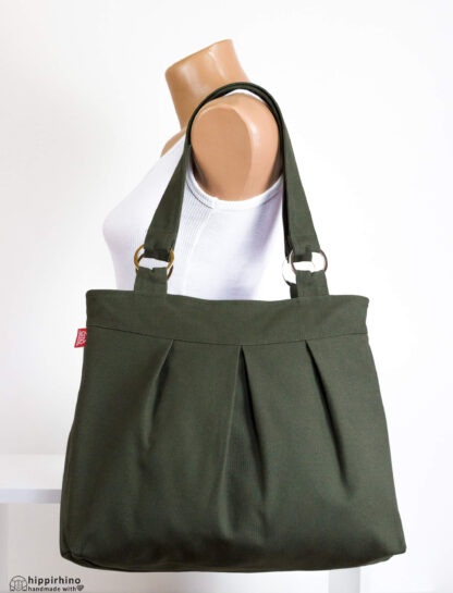Canvas Shoulder Bag for Women Dark Military Green