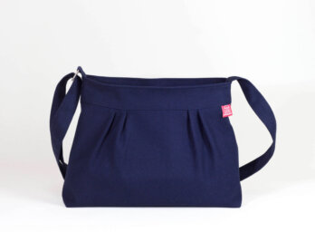 Dark Navy Blue Pleated Canvas Bag