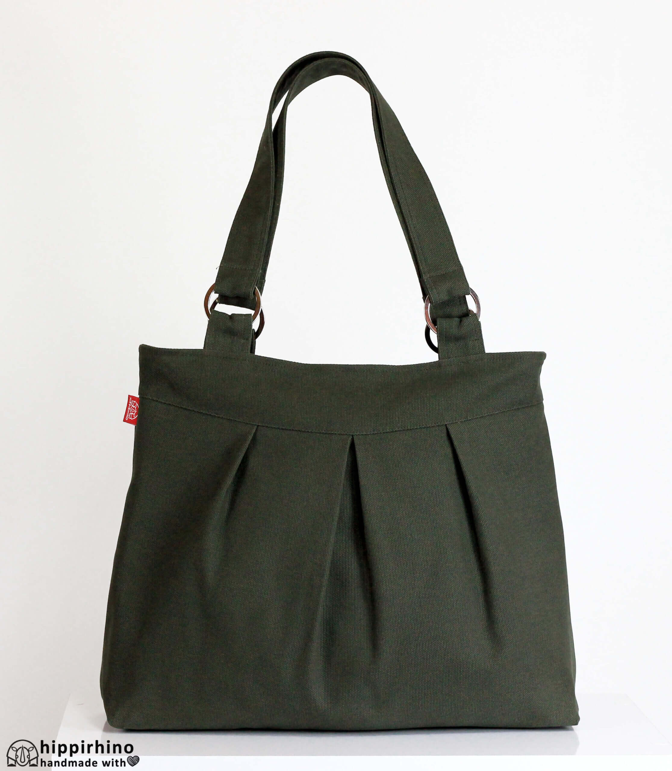 Red Canvas Shoulder Bag Medium Size Zipper Closure Hobo Bag Everyday ...