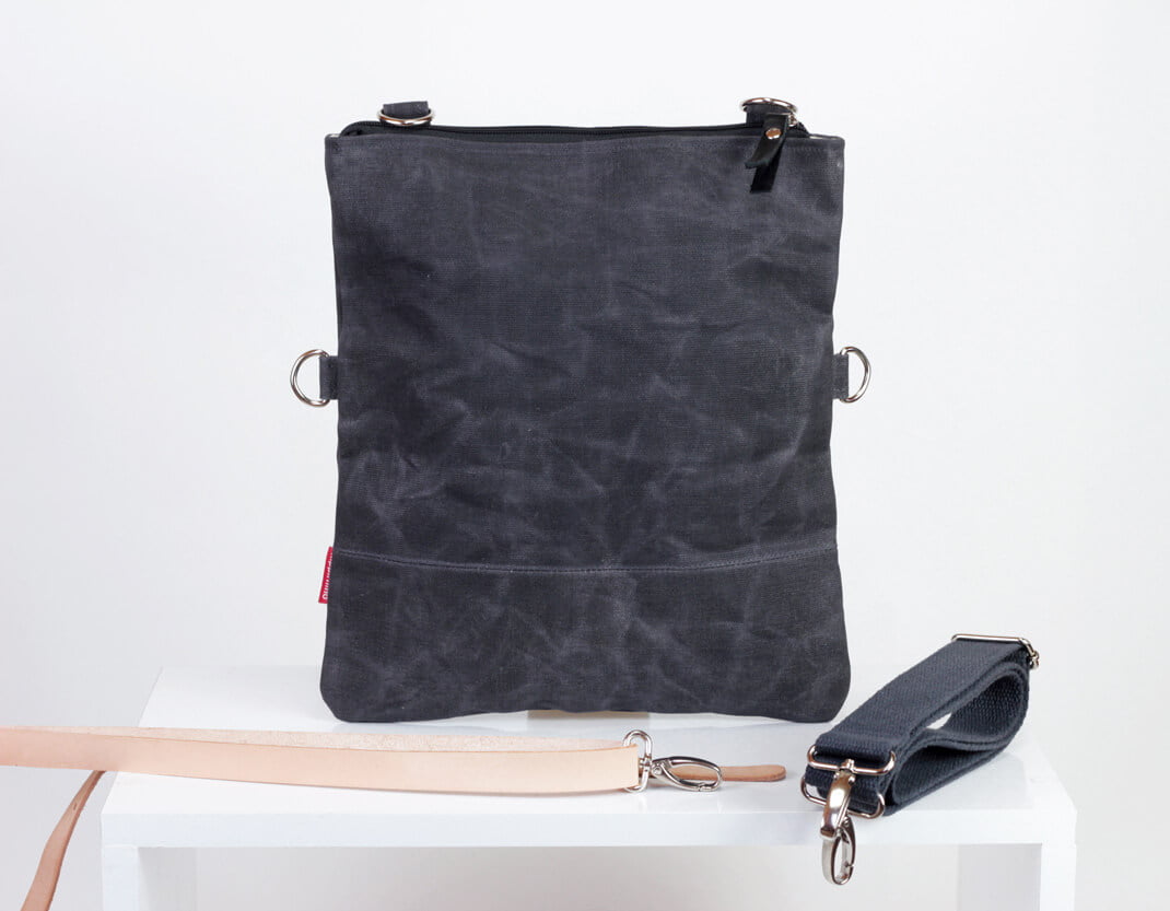 Small Waxed Tote Foldover Bag Crossbody Shoulder Bag Top Zipper