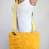 yellow waxed tote bag