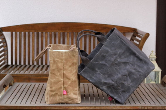 large waxed grocery tote bag