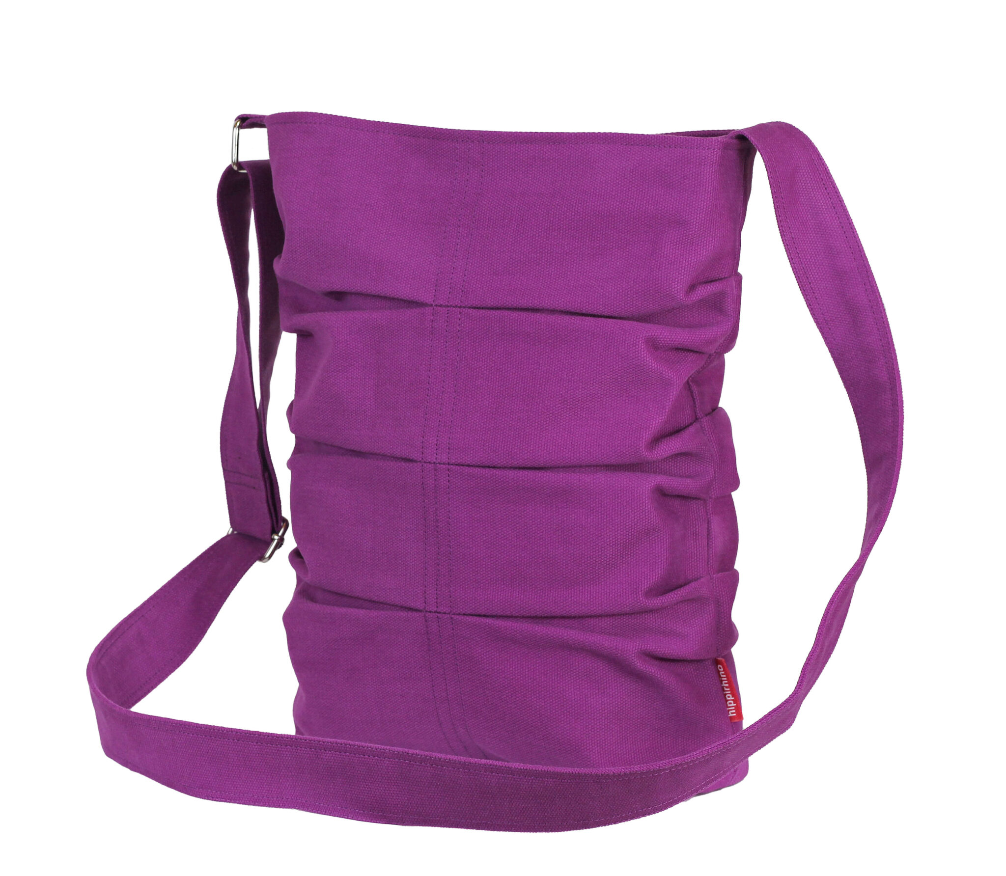 Purple Red Small Canvas Tote Bag Pleated Washable Zipper Closure