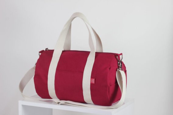 Maroon duffel sport gym bag