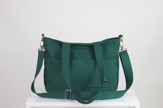 green canvas purse bag