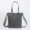 Waxed tote bag with leather shoulder tote bag
