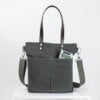 Waxed tote bag with leather shoulder tote bag