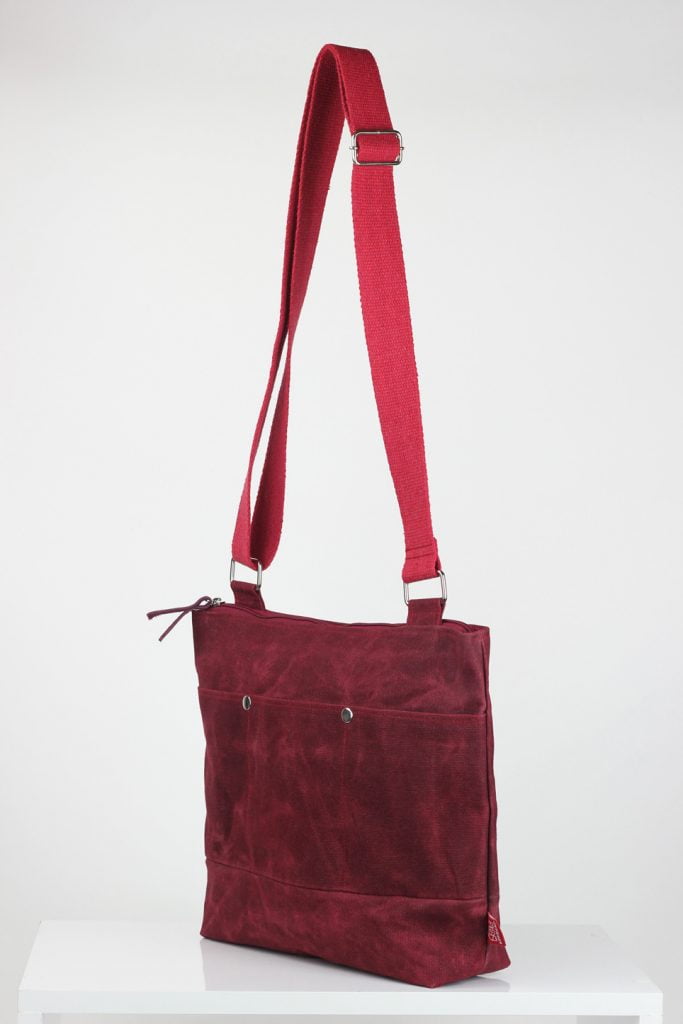 Maroon Waxed Canvas Bag, Medium Classic Style, Messenger Bag, Water ...