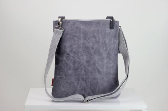 Light Grey waxed foldover bag from hippirhino