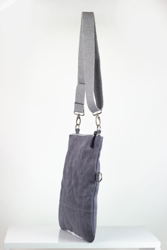 Light Grey waxed foldover bag from hippirhino