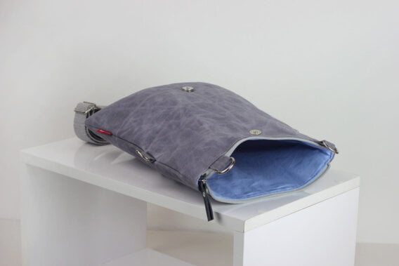 Light Grey waxed foldover bag from hippirhino