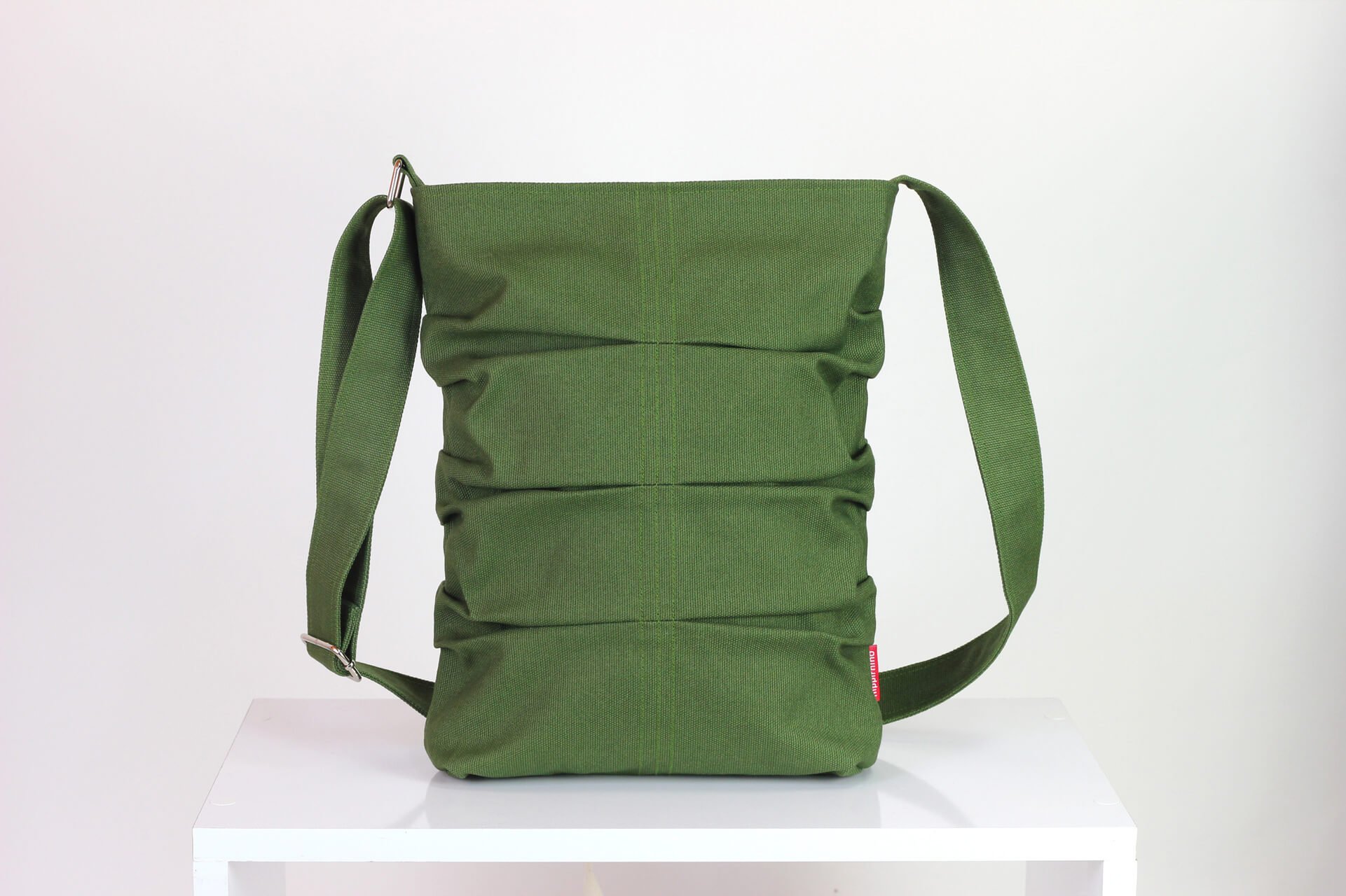 Petmoko Vintage Military Leather Canvas Laptop Bag Messenger Bags Medium Boho Satchel School Bag, Men's, Size: Medium--13, Green
