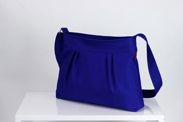 Sax Blue Pleated Small Canvas Purse Bag, Crossbody Bag, Daily Use ...